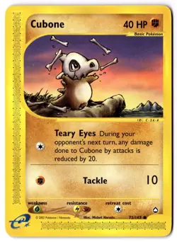 Cubone 72/147 Common Aquapolis Pokemon Lightly Played - Image 1