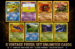 WOTC Vintage Pokemon Fossil Unlimited Lot 8 Cards Psyduck Slowpoke - Image 1