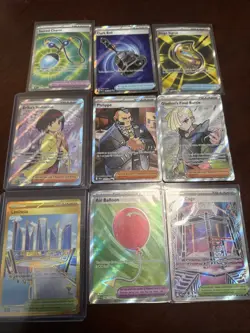 Pokemon TCG Full Art Foil Trainers Stadiums Items 9 Card Lot Near Mint - Image 1