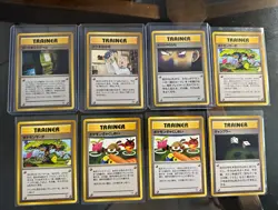 WoTC Pokemon TCG 1996 Japanese Trainer 8 Card Lot - Card Flip Game Professor Elm - Image 1