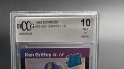 ⚾"BCCG 10 Mint or Better" 1989 Donruss Ken Griffey Jr. #33 Rated Rookie RC ⚾ - Image 4