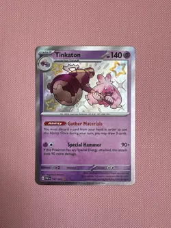 Pokemon Card Tinkaton 167/091 Paldean Fates Baby Shiny Rare Near Mint - Image 1