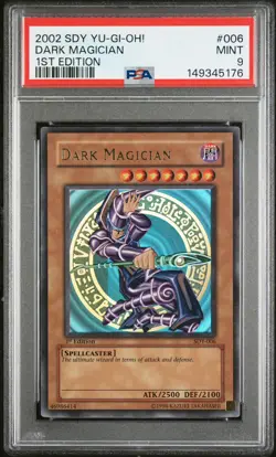 2002 YU-GI-OH! STARTER DECK: YUGI 1ST EDITION #006 DARK MAGICIAN PSA 9 - Image 1