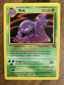 Muk 28/62 Fossil Non Holo Rare Pokemon Card WOTC 1999 LP - Image 1