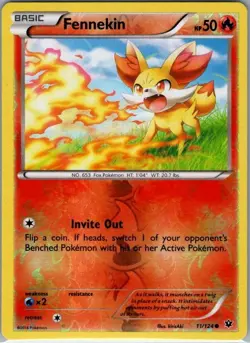 Fennekin 11/124 Reverse Holo XY - Fates Collide - Pokemon Card - NM - Image 1