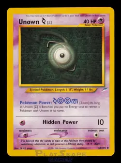 Pokemon Card Unown [Z] 60/105 Neo Destiny Unlimited Vintage Uncommon LP 2002 - Image 1