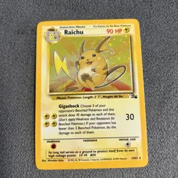 Raichu Pokemon Card Holo WOTC 14/62 Fossil Set Rare Vintage 1999 LP - Image 1