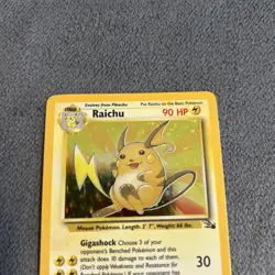 Raichu Pokemon Card Holo WOTC 14/62 Fossil Set Rare Vintage 1999 LP - Image 2