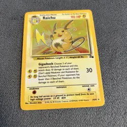 Raichu Pokemon Card Holo WOTC 14/62 Fossil Set Rare Vintage 1999 LP - Image 3