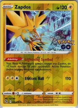 Zapdos 029/078 Reverse Holo Pokemon GO - Pokemon Card - NM - Image 1