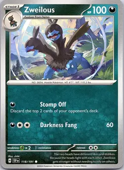 Zweilous Surging Sparks 118/191 Common Pokemon Near Mint Pokemon Card - Image 1
