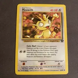 Meowth 62/82 Team Rocket Unlimited Pokemon Card TCG Vintage Common Near Mint - Image 1
