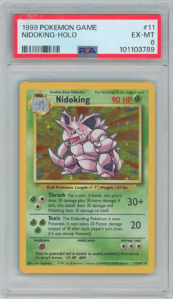 Nidoking 011/102 Pokemon Base Set Holo PSA 6 - Image 1