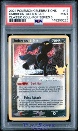 Pokemon Card PSA 9 Umbreon 17/17 Celebrations Classic Collection Gold Star 2021 - Image 1