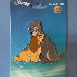 Disney Pin Lady and the Tramp Hugging PALM Pink A La Mode Exclusive New On Card - Image 1