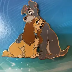 Disney Pin Lady and the Tramp Hugging PALM Pink A La Mode Exclusive New On Card - Image 2