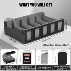 Trading Card Storage Box with Commander Display, 5-Row Deck Case with Removable - Image 3