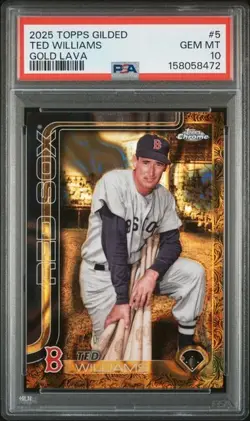 2025 Topps Gilded Ted Williams #5 Gold Lava /10 PSA 10 Boston Red Sox - Image 1