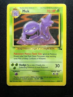 MUK 28/62 RARE FOSSIL POKEMON UNLIMITED HEAVILY PLAYED - Image 1