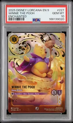 2025 DISNEY LORCANA EN 9-FABLED ENCHANTED WINNIE THE POOH - HUNNY WIZARD PSA 10 - Image 1