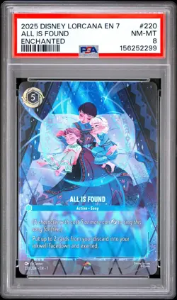 2025 DISNEY LORCANA EN 7-ARCHAZIA'S ISLAND ENCHANTED #220 ALL IS FOUND PSA 8 - Image 1