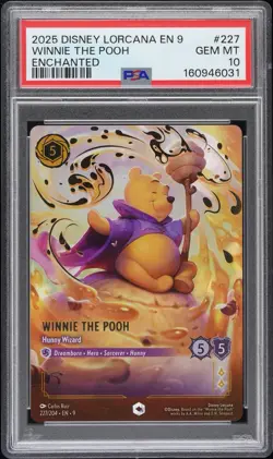 2025 DISNEY LORCANA EN 9-FABLED ENCHANTED WINNIE THE POOH HUNNY WIZARD PSA 10 - Image 1