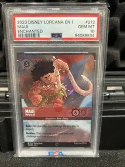 Disney Lorcana Maui Hero to All Enchanted The First Chapter #212 PSA 10 Gem Mint - Image 1