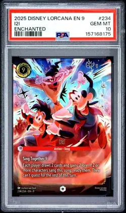PSA 10 GEM MINT 2025 DISNEY LORCANA EN 9-FABLED ENCHANTED #234 I2I LOW POP - Image 1