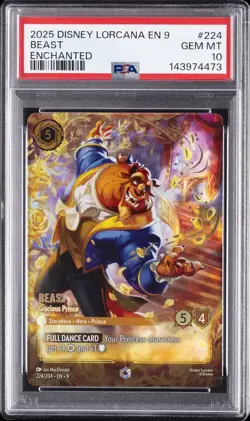 2025 DISNEY LORCANA EN 9-FABLED ENCHANTED #224 BEAST - GRACIOUS PRINCE PSA 10 - Image 1