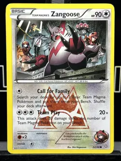 Team Magma's Zangoose 22/34 Pokemon TCG Double Crisis Regular 2015 LP - Image 3