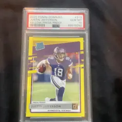 JUSTIN JEFFERSON ROOKIE 2020 DONRUSS RATED RC #313 YELLOW PRESS PROOF PSA 10 🔥 - Image 1