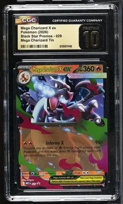 CGC 10 Pristine ENGLISH Mega Charizard X EX 029 Black Star Promo Full Art Holo - Image 1