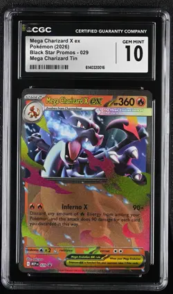 Mega Charizard X EX 029 Tin Black Star Promos Pokemon CGC 10 Gem Mint - Image 1