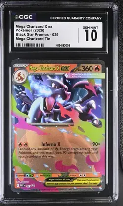 Mega Charizard X ex 029 Me: Mega Evolution Tin Promo Holo Cgc 10 - Image 1
