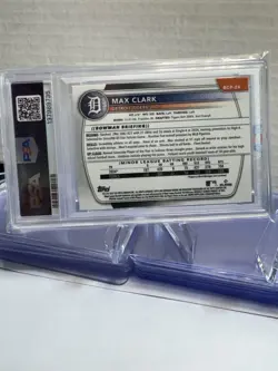 Topps 2025 Bowman Chrome Prospects Max Clark Green Shimmer 36/99 PSA 10 - Image 2