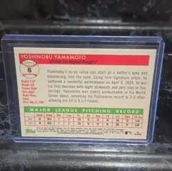2025 Topps Chrome Platinum Yoshinobu Yamamoto Dodgers Black Toile #8 03/10 - Image 2