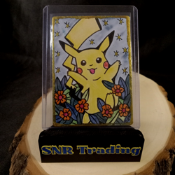 Pokemon Pikachu ACEO Hand Drawn Original Fan Art Card Gold Foil Sabrina de Man - Image 1