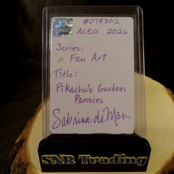 Pokemon Pikachu ACEO Hand Drawn Original Fan Art Card Gold Foil Sabrina de Man - Image 2