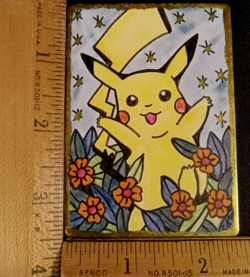Pokemon Pikachu ACEO Hand Drawn Original Fan Art Card Gold Foil Sabrina de Man - Image 5