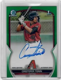 2023 Bowman Chrome 1st #CPA-CT Cristofer Torin Auto Green Refractor #/99 - Image 1