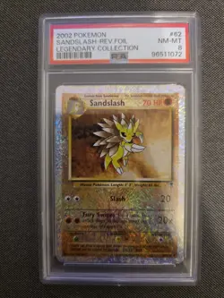 2002 POKEMON LEGENDARY COLLECTION #62 SANDSLASH-REVERSE FOIL PSA 8 - Image 1