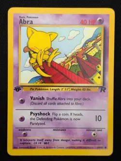 1st Edition Abra 49/82 Team Rocket Pokemon Card WOTC TCG 2000 - Image 1