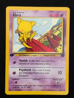 1st Edition Abra 49/82 Team Rocket Pokemon Card WOTC TCG 2000 - Image 1