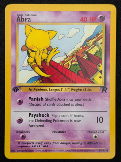 1st Edition Abra 49/82 Team Rocket Pokemon Card WOTC TCG 2000 - Image 1