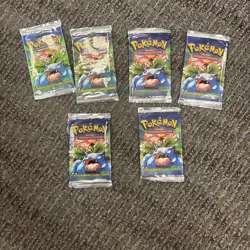 Vintage Pokemon Base Set Booster Pack Wrapper Venusaur Artwork EMPTY Lot Of 6 - Image 1