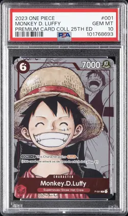 2023 ONE PIECE PREMIUM CARD COLLECTION 25TH EDITION #001 MONKEY D. LUFFY PSA 10 - Image 1