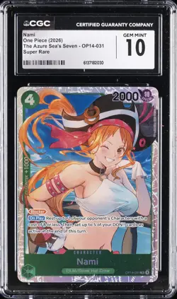 2026 ONE PIECE THE AZURE SEA'S SEVEN - SUPER RARE #OP14-031 NAMI CGC 10 GEM MINT - Image 1