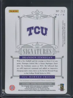 2015 Panini National Treasures Brandon Finnegan #212 RC Printing Plate Auto 1/1 - Image 2