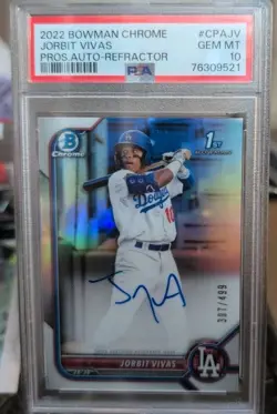 2022 BOWMAN JORBIT VIVAS CHROME PROSPECT AUTO REFRACTOR ROOKIE #D /499 PSA 10 - Image 1