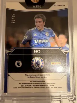 Panini Prizm 2021-22 Premier League Deco Chelsea Flashback Auto FB-D 20/25 - Image 2